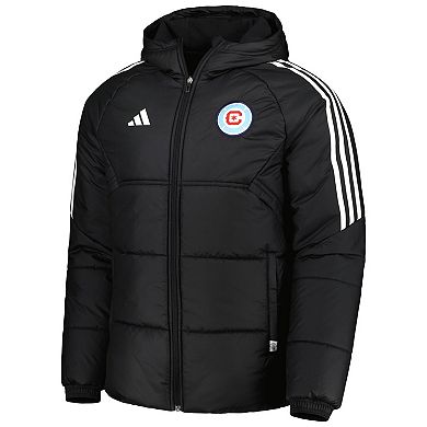 Men's adidas Black Chicago Fire Winter Raglan Full-Zip Hoodie Jacket