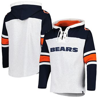 Men's '47 Chicago Bears Heather Gray Gridiron Lace-Up Pullover Hoodie