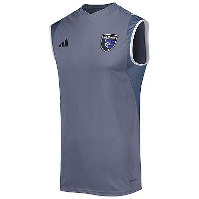 Men's adidas Gray San Jose Earthquakes 2023 On-Field Sleeveless Training Jersey