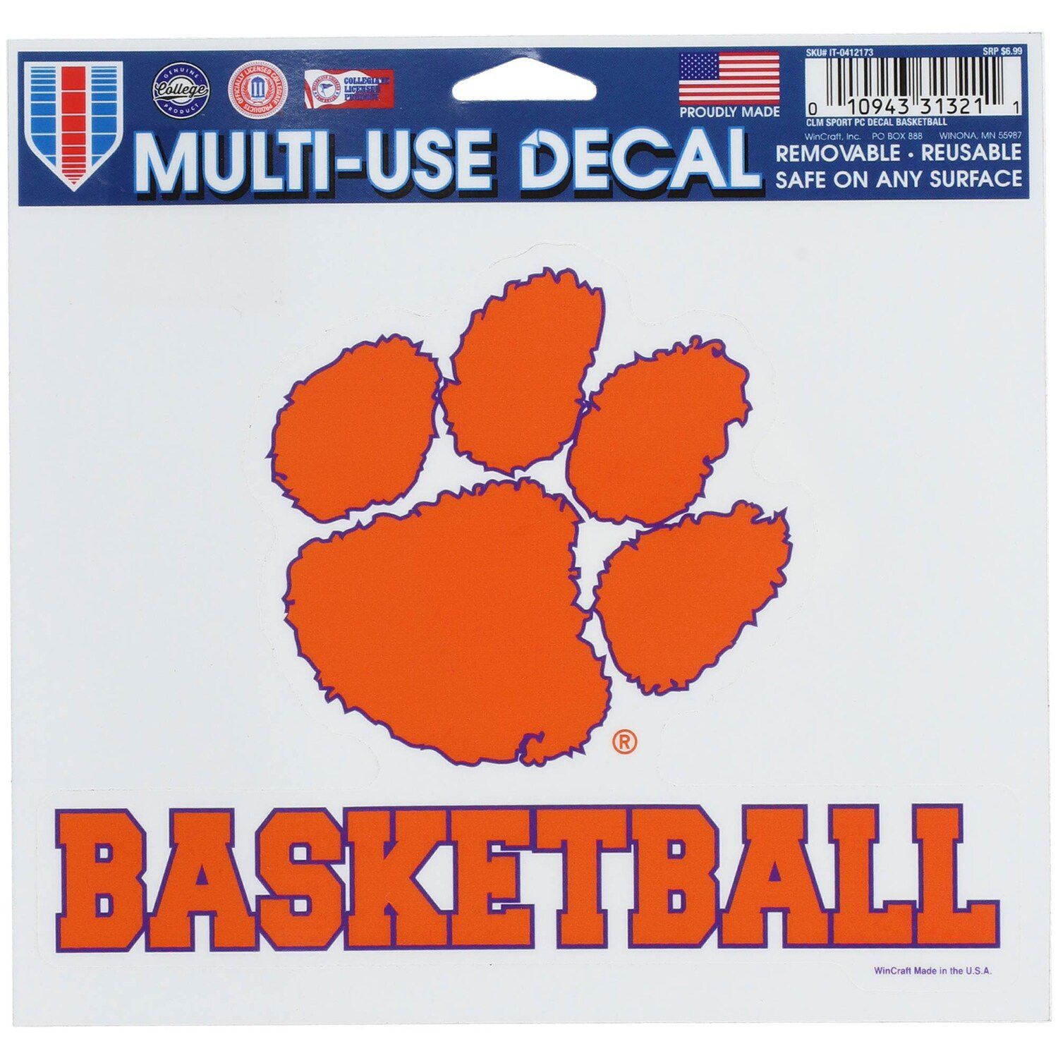 Clemson Tigers 4 Inch Proud Grandma Die Cut Decal