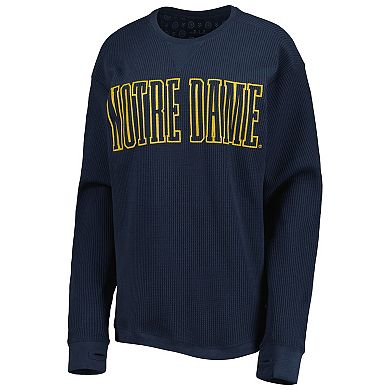 Women's Pressbox Navy Notre Dame Fighting Irish Surf Plus Size Southlawn Waffle-Knit Thermal Tri-Blend Long Sleeve T-Shirt