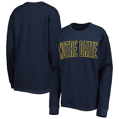 Women's Pressbox Navy Notre Dame Fighting Irish Surf Plus Size Southlawn Waffle-Knit Thermal Tri-Blend Long Sleeve T-Shirt
