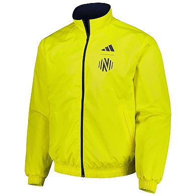 Men's adidas Navy/Yellow Nashville SC 2023 On-Field Anthem Full-Zip Reversible Team Jacket