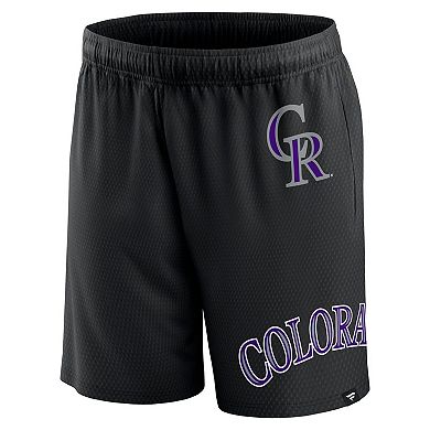 Men's Fanatics Branded Black Colorado Rockies Clincher Mesh Shorts
