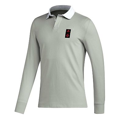Men's adidas 2023 Player Gray Chicago Fire Travel Long Sleeve Polo