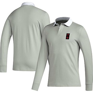 Men's adidas 2023 Player Gray Chicago Fire Travel Long Sleeve Polo