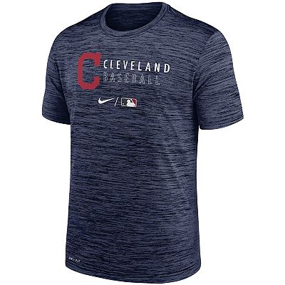 Men s Nike Heathered Navy Cleveland Indians Authentic Collection Velocity Practice Performance T Shirt