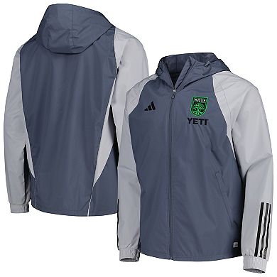 Men's adidas Charcoal Austin FC All-Weather Raglan Hoodie Full-Zip Jacket