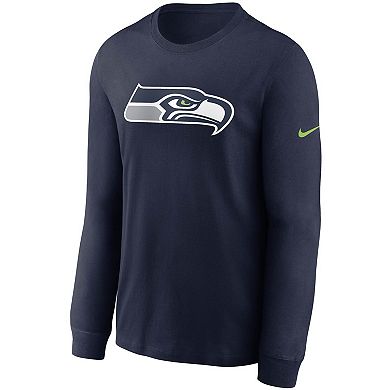 Men's Nike College Navy Seattle Seahawks Primary Logo Long Sleeve T-Shirt
