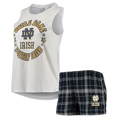 Women's Concepts Sport Navy/White Notre Dame Fighting Irish Ultimate Flannel Tank Top & Shorts Sleep Set
