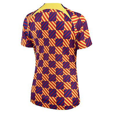 Women's Nike Yellow Barcelona 2022/23 Pre-Match Raglan Performance Top