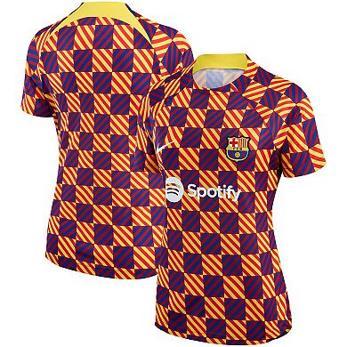 Women's Nike Yellow Barcelona 2022/23 Pre-Match Raglan Performance Top