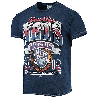 Men's '47 Navy Brooklyn Nets 75th Anniversary City Edition Mineral Wash Vintage Tubular T-Shirt