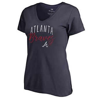 Women's Fanatics Branded Navy Atlanta Braves Graceful V-Neck T-Shirt
