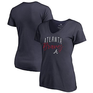 Women's Fanatics Branded Navy Atlanta Braves Graceful V-Neck T-Shirt