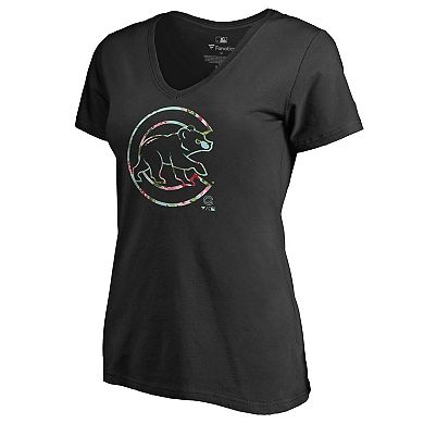 Women's Fanatics Branded Black Chicago Cubs Lovely V-Neck T-Shirt