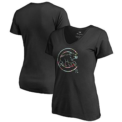 Women's Fanatics Branded Black Chicago Cubs Lovely V-Neck T-Shirt