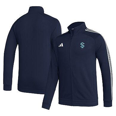Men's adidas Deep Sea Blue Seattle Kraken Raglan Full-Zip Track Jacket
