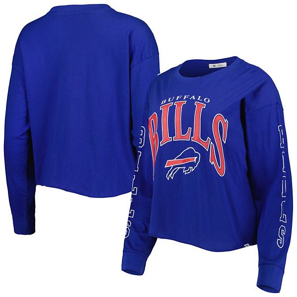 Women's '47 Royal Buffalo Bills Skyler Parkway Cropped Long Sleeve T-Shirt