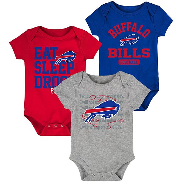 Newborn & Infant Royal/Red Buffalo Bills Eat Sleep Drool Football Three ...