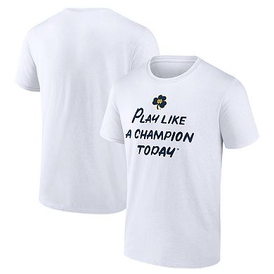 Men's Fanatics Branded White Notre Dame Fighting Irish Play Like A Champion Today Shamrock T-Shirt