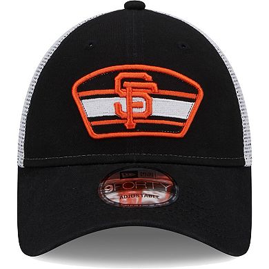Men's New Era Black/White San Francisco Giants Logo Patch 9FORTY Trucker Snapback Hat