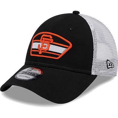 Men's New Era Black/White San Francisco Giants Logo Patch 9FORTY Trucker Snapback Hat