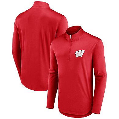 Men's Fanatics Branded Red Wisconsin Badgers Tough Minded Quarter-Zip Top
