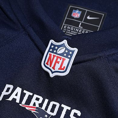 Men's Nike Rhamondre Stevenson Navy New England Patriots Game Jersey