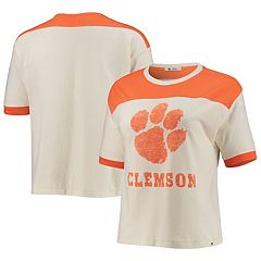 Women's League Collegiate Wear Purple Clemson Tigers Clothesline Cropped T-Shirt Size: Small