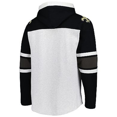 Men's '47 New Orleans Saints Heather Gray Gridiron Lace-Up Pullover Hoodie