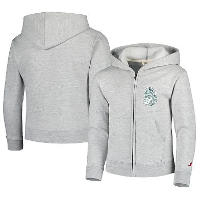 Youth League Collegiate Wear Heather Gray Michigan State Spartans Full-Zip Hoodie