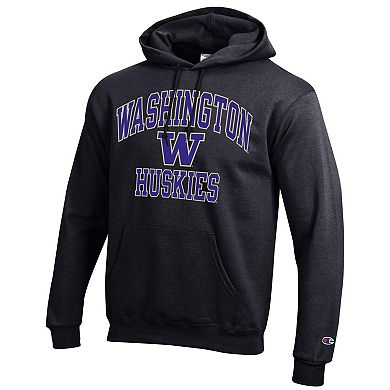 Men's Champion Black Washington Huskies High Motor Pullover Hoodie