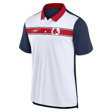 Men's Nike White/Navy Boston Red Sox Rewind Stripe Polo
