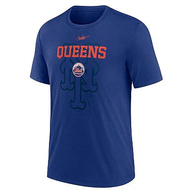 Men's Nike  Royal New York Mets Rewind Retro Tri-Blend T-Shirt