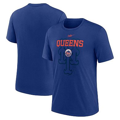 Men's Nike  Royal New York Mets Rewind Retro Tri-Blend T-Shirt