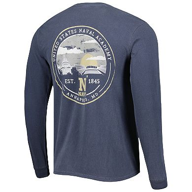 Men's Navy Navy Midshipmen Circle Campus Scene Long Sleeve T-Shirt