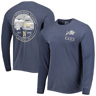 Men's Navy Navy Midshipmen Circle Campus Scene Long Sleeve T-Shirt