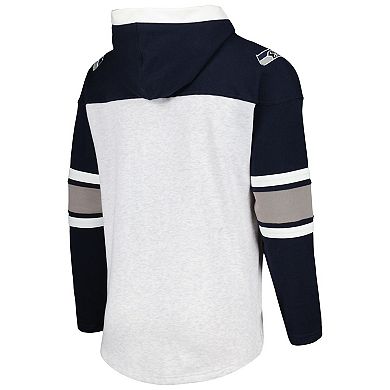 Men's '47 Seattle Seahawks Heather Gray Gridiron Lace-Up Pullover Hoodie