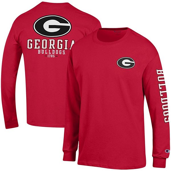 Men's Champion Red Georgia Bulldogs Team Stack Long Sleeve T-Shirt