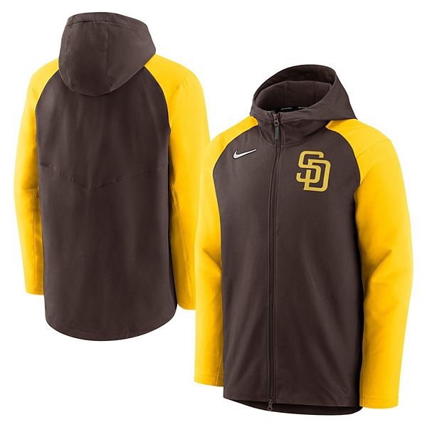 Men's Nike Brown/Gold San Diego Padres Authentic Collection Performance  Raglan Full-Zip Hoodie