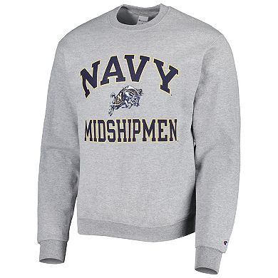 Men's Champion Heather Gray Navy Midshipmen High Motor Pullover Sweatshirt