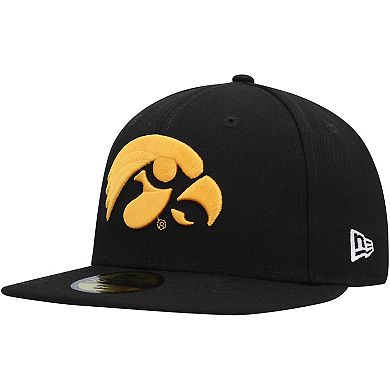 Men's New Era Black Iowa Hawkeyes Patch 59FIFTY Fitted Hat