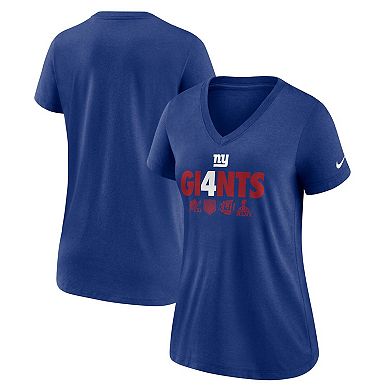 Women's Nike Royal New York Giants Hometown Collection Tri-Blend V-Neck T-Shirt
