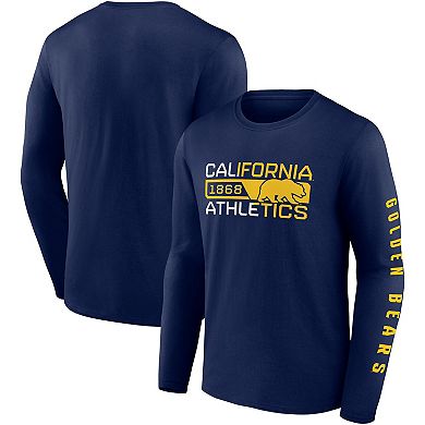 Men's Fanatics Branded Navy Cal Bears Broad Jump 2-Hit Long Sleeve T-Shirt