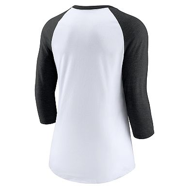 Women's Nike White/Black Chicago White Sox Next Up Tri-Blend Raglan 3/4-Sleeve T-Shirt