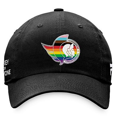Men's Fanatics Branded Black Ottawa Senators Team Logo Pride Adjustable Hat