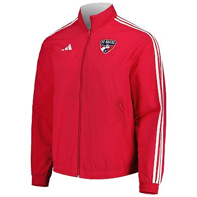 Men's adidas Red/White FC Dallas 2023 On-Field Anthem Full-Zip ...