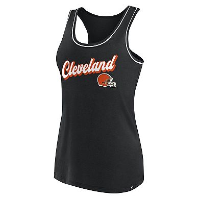Women's Fanatics Branded Black Cleveland Browns Wordmark Logo Racerback Scoop Neck Tank Top