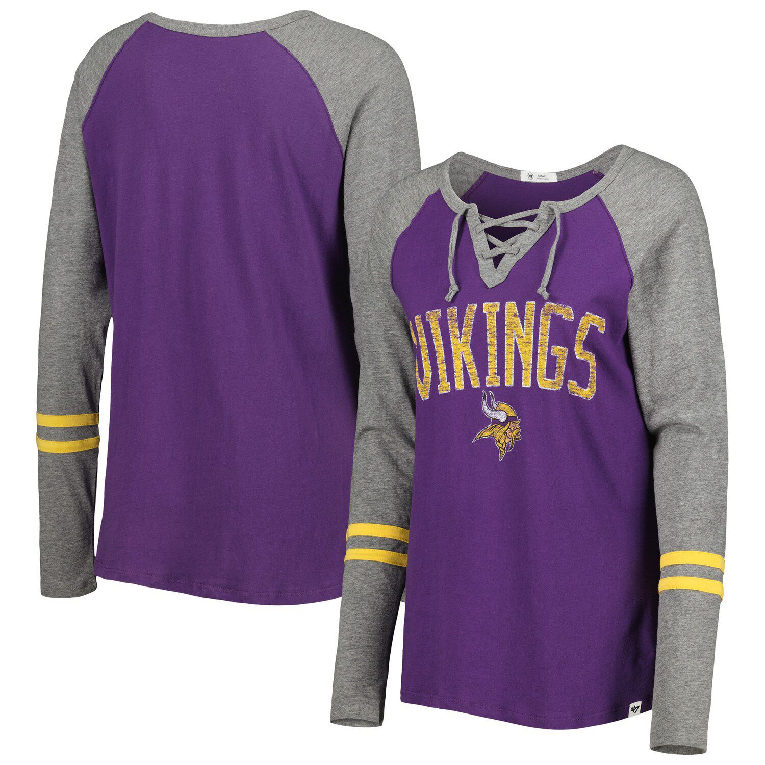 Women's Minnesota Vikings Majestic Threads Purple Cold Shoulder 3/4-Sleeve  V-Neck T-Shirt